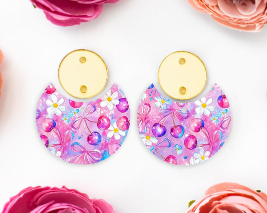 Cherries Circle Drop Earrings Blanks