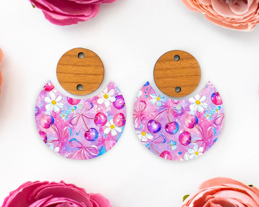 Cherries Circle Drop Earrings Blanks