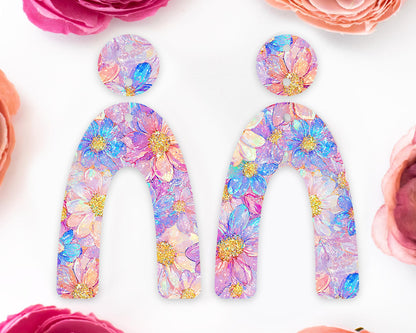 Pastel Flowers Arch Earrings Blanks