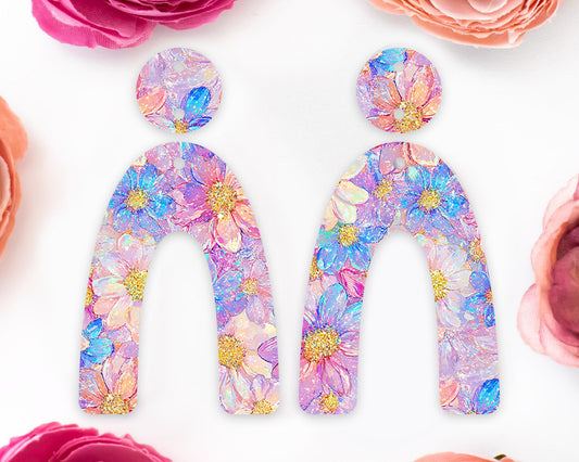 Pastel Flowers Arch Earrings Blanks