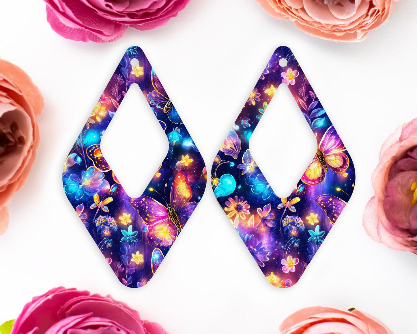 Whimsical Butterfly Diamond Teardrop Earrings Blanks