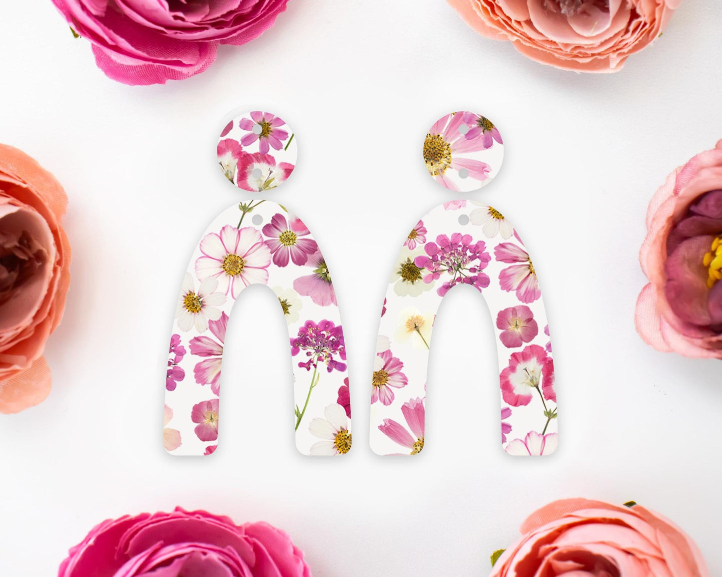 Pressed Flowers Arch Earrings Blanks