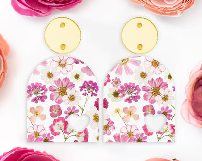 Pressed Flowers Arch Earrings Blanks