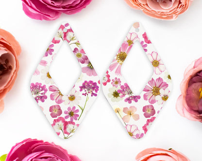 Pressed Flowers Teardrop Earrings Blanks