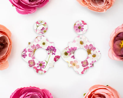 Geometric Pressed Flowers Earrings Blanks