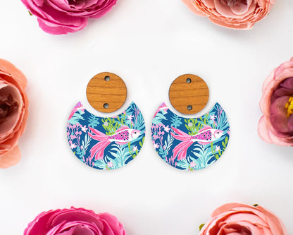Fish Circle Drop Earrings Blanks