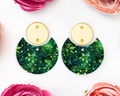 Leaves Flowers Circle Drop Earrings Blanks