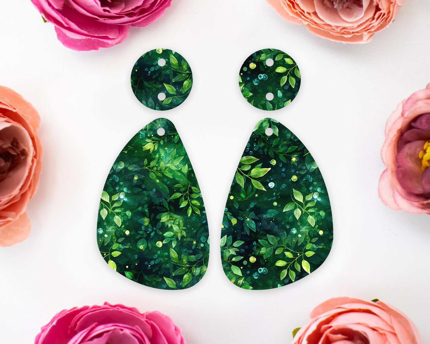 Leaves Teardrop Earrings Blanks
