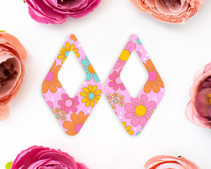 Retro Flowers Teardrop Earrings Blanks
