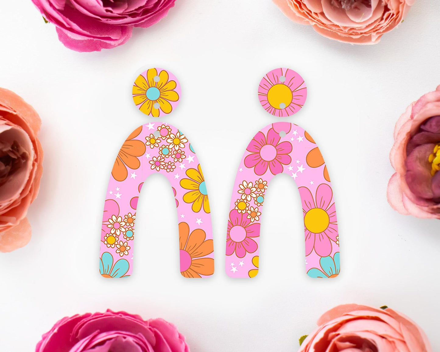 Retro Flowers Arch Earrings Blanks