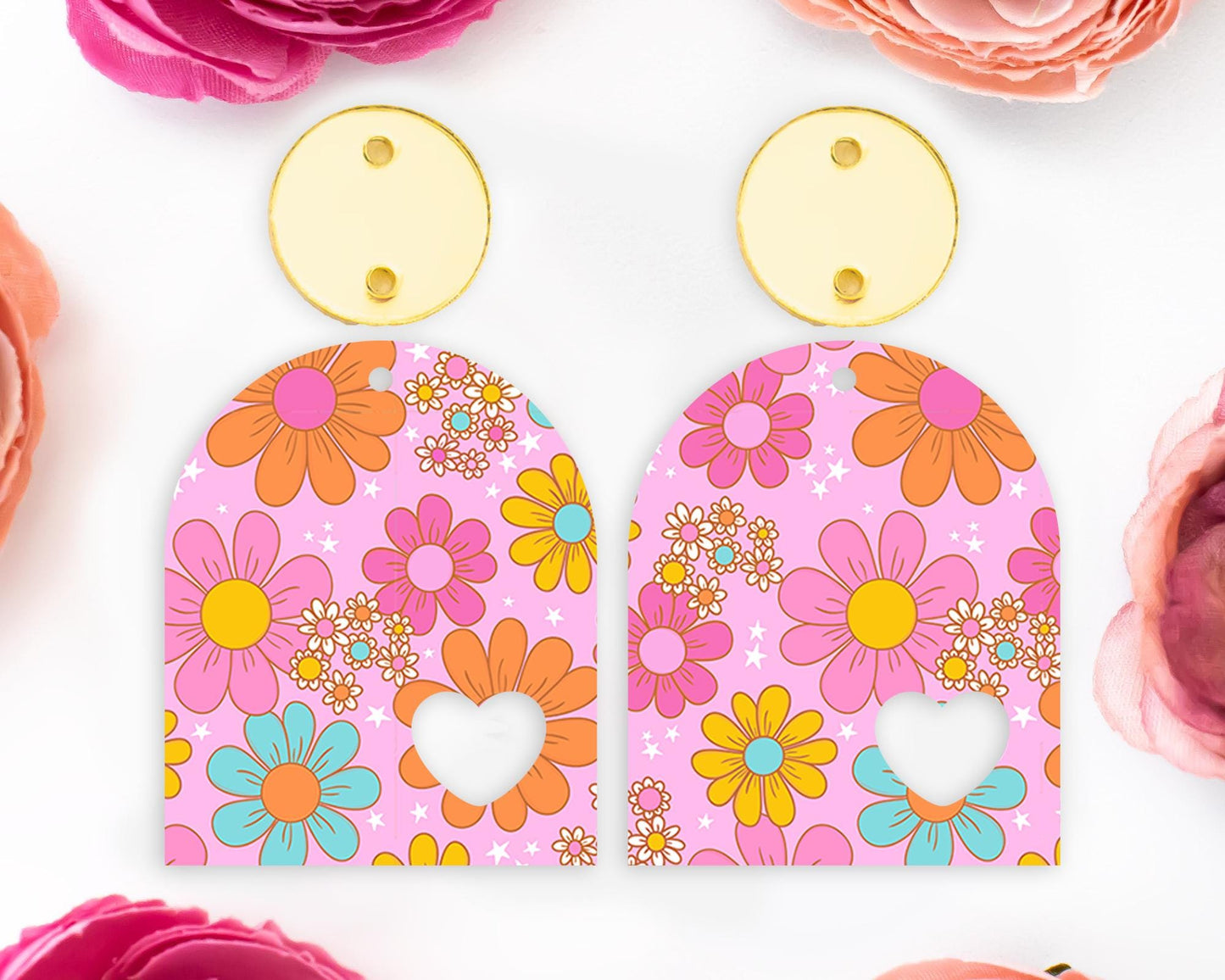 Retro Flowers Arch Earrings Blanks