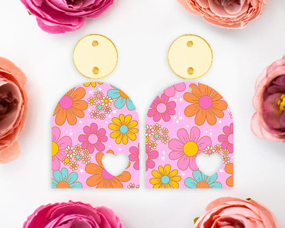 Retro Flowers Arch Earrings Blanks