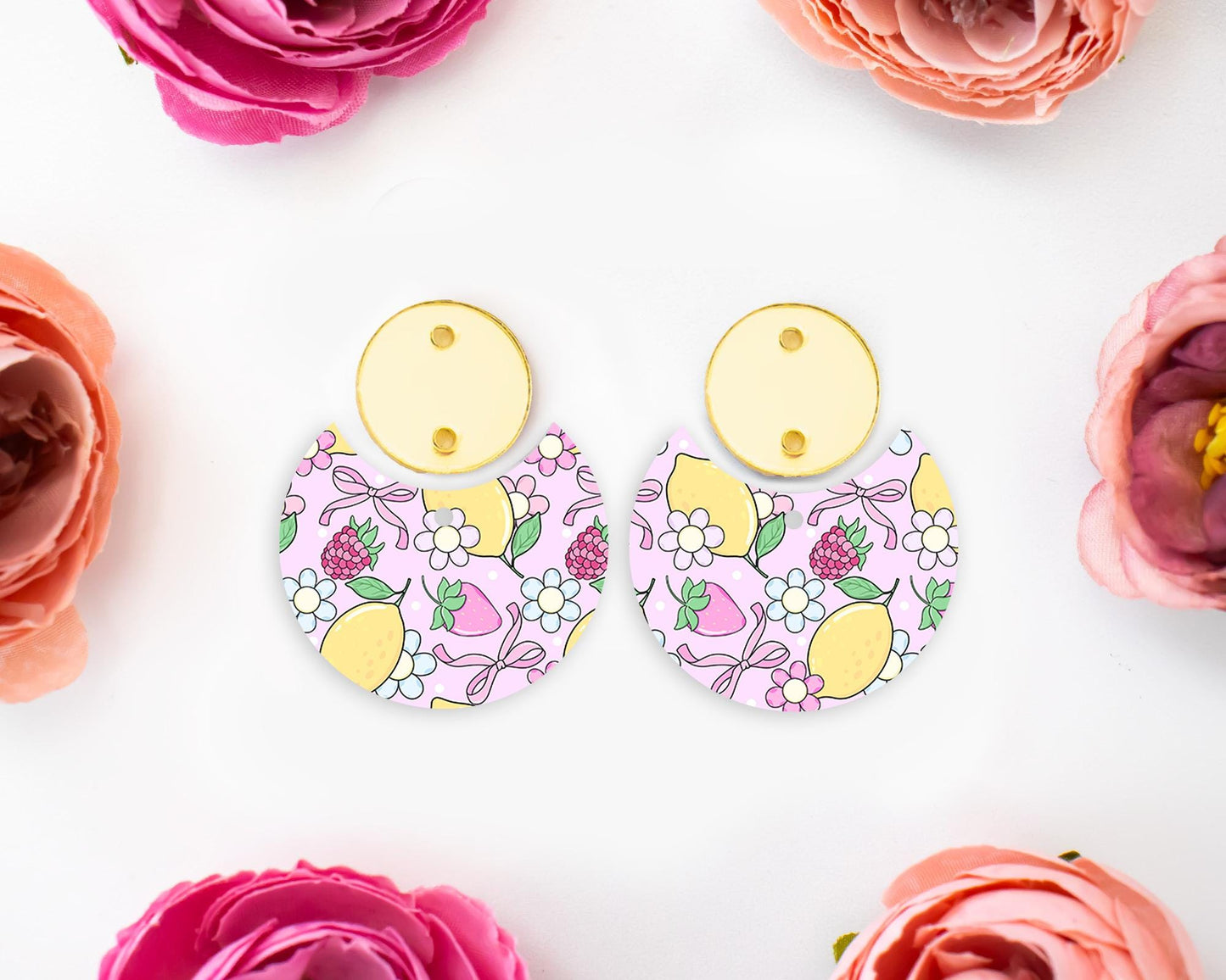 Coquette Fruits Circle Drop Earrings Blanks