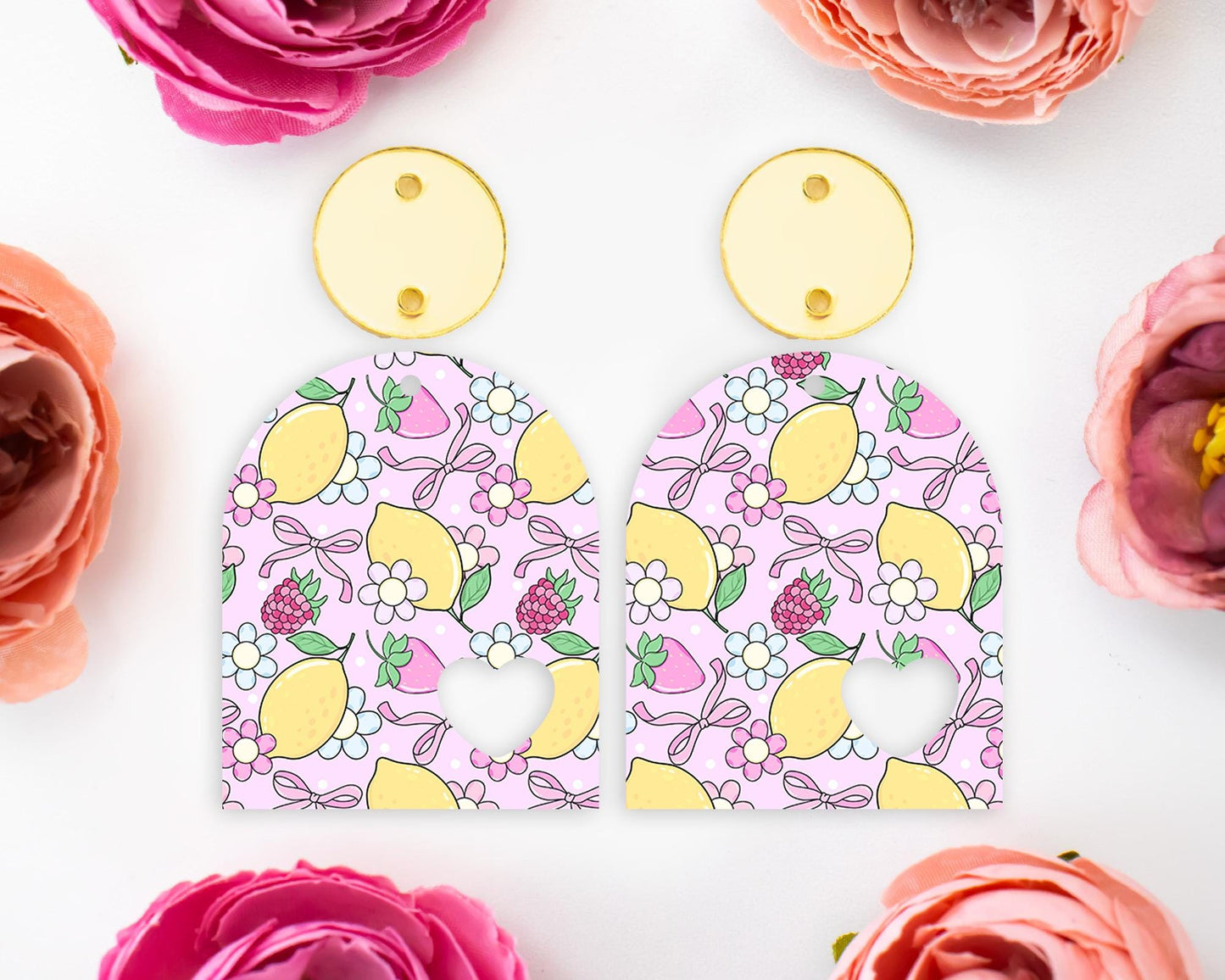 Coquette Fruits Heart Arch Earrings Blanks