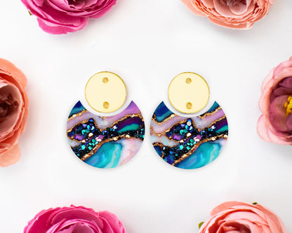 Gem Agate Pattern Circle Drop Earrings Blanks