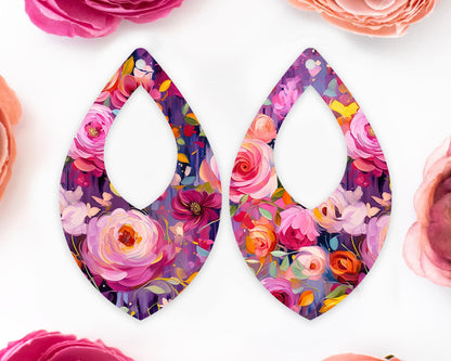 Painted Flowers Teardrop Earrings Blanks