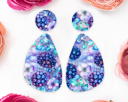 Berries & Flowers Teardrop Earrings Blanks