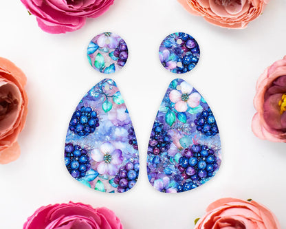 Berries & Flowers Teardrop Earrings Blanks