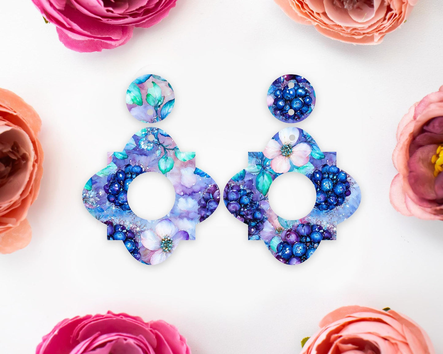 Berries & Flowers Geometric Earrings Blanks