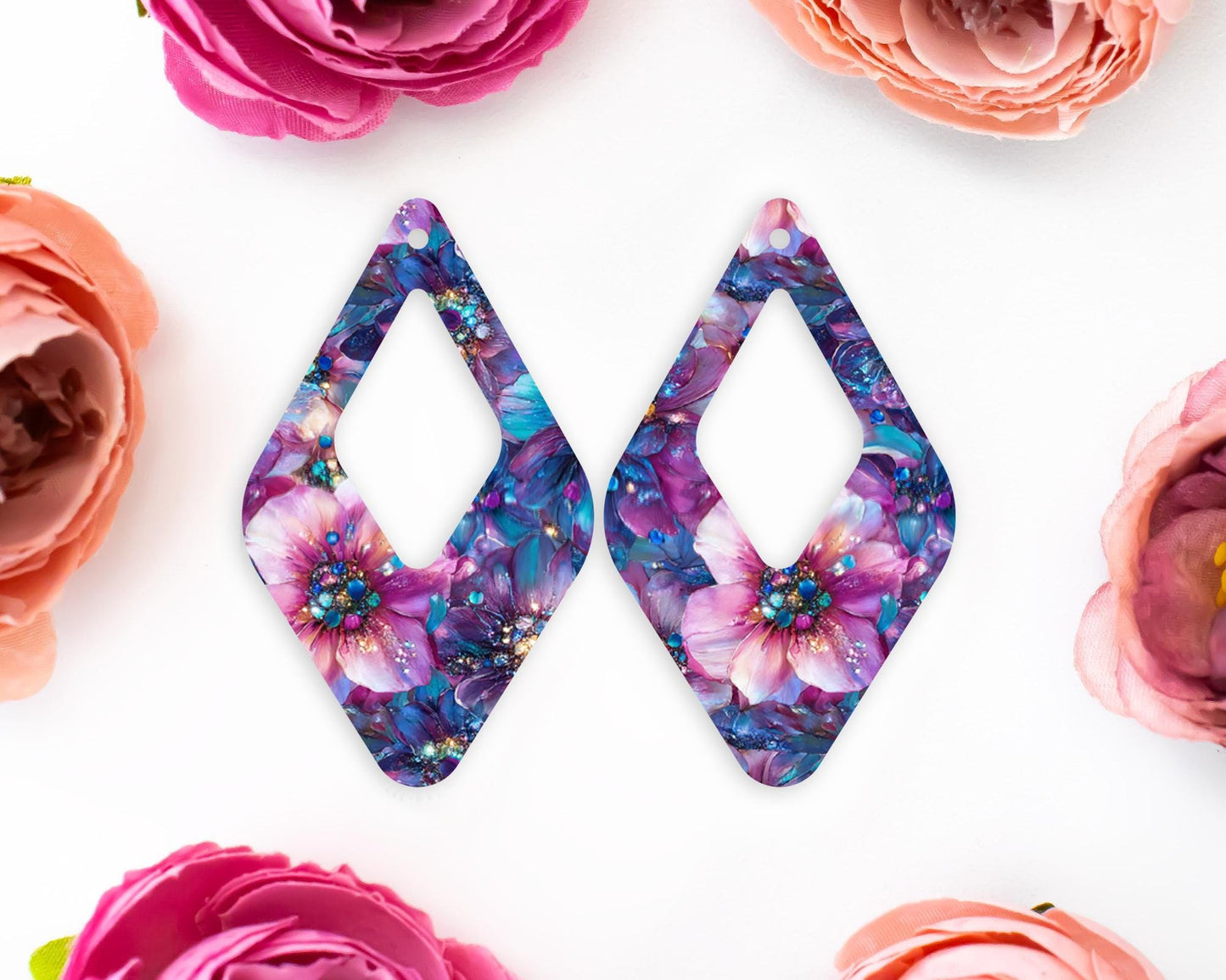 Floral Gems Teardrop Earrings Blanks