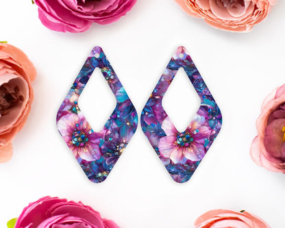 Floral Gems Teardrop Earrings Blanks