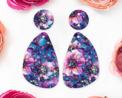 Floral Gems Teardrop Earrings Blanks