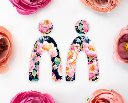 Watercolor Flowers Arch Earrings Blanks