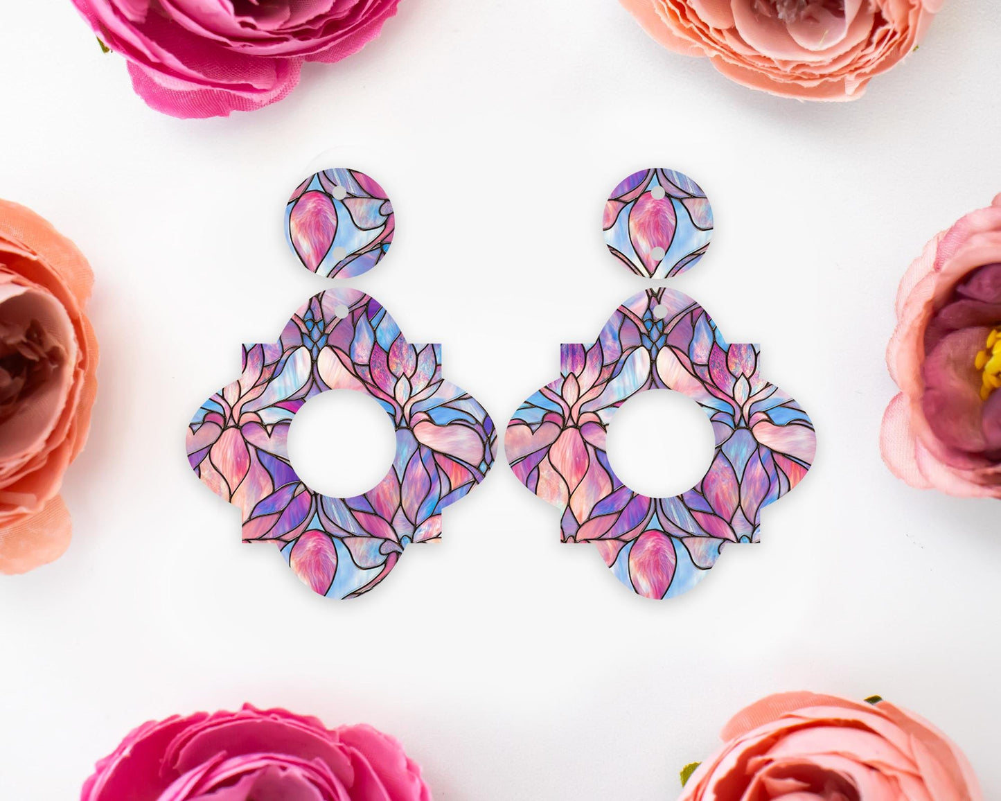 Pastel Stained Glass Geometric Earrings Blanks