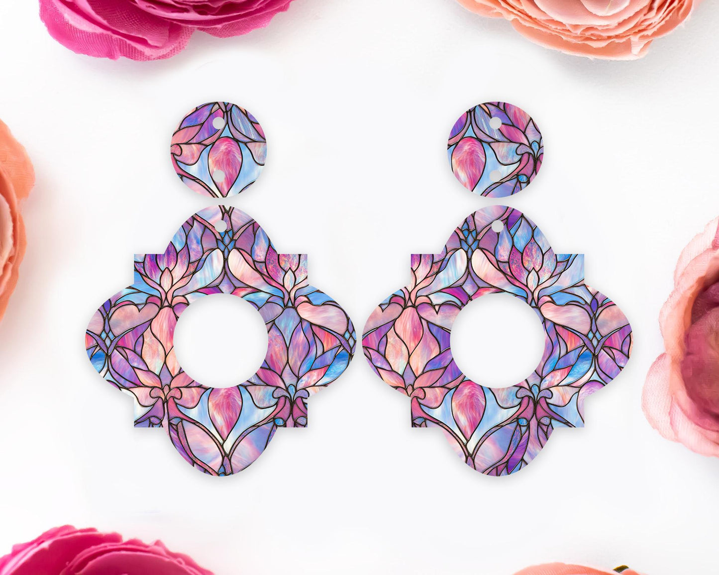 Pastel Stained Glass Geometric Earrings Blanks
