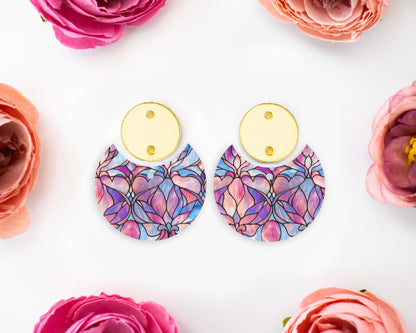 Pastel Stained Glass Circle Drop Earrings Blanks