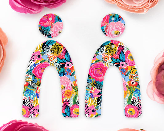 Bright Flowers Arch Earrings Blanks