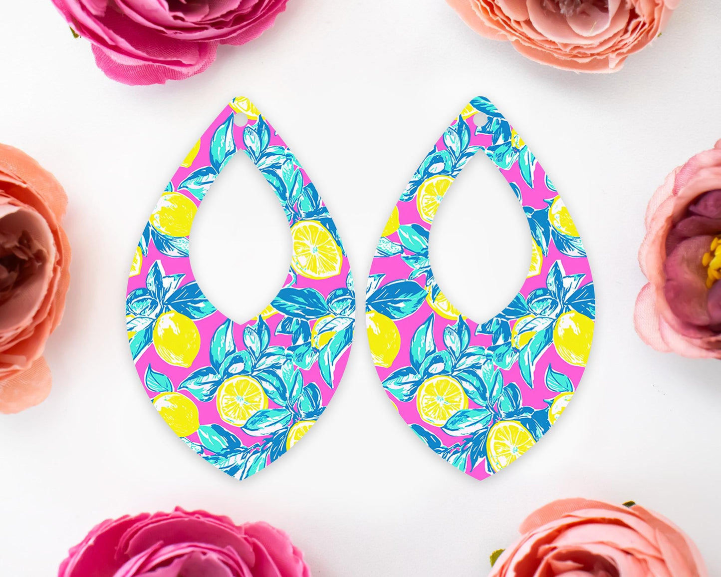 Preppy Lemon Teardrop Earrings Blanks