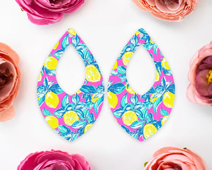 Preppy Lemon Teardrop Earrings Blanks