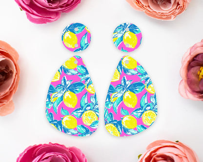 Preppy Lemon Teardrop Earrings Blanks
