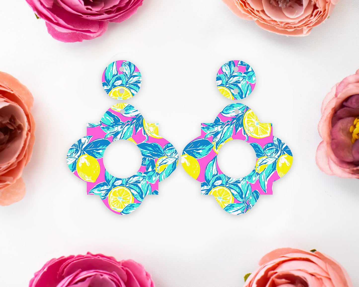 Preppy Lemon Geometric Earrings Blanks