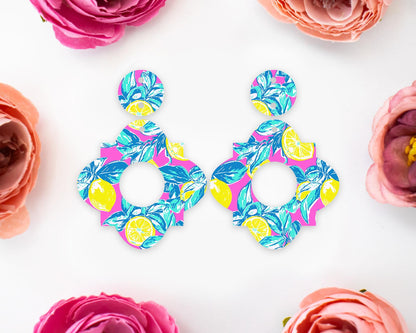 Preppy Lemon Geometric Earrings Blanks