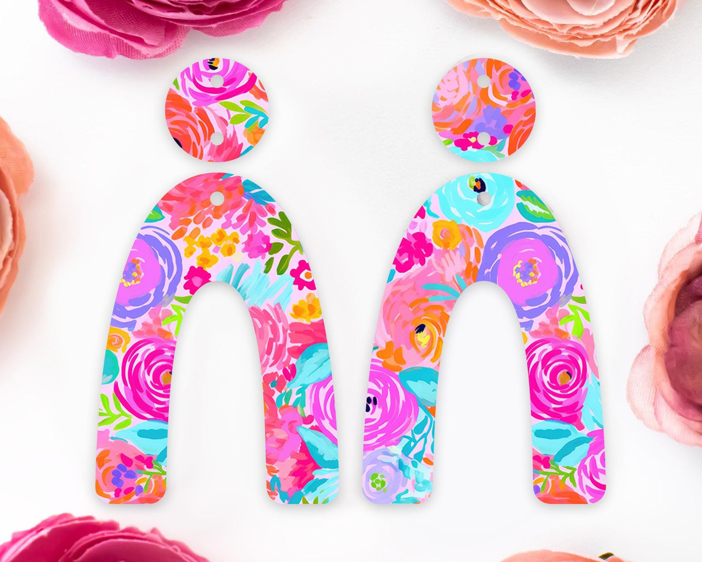 Preppy Flowers Arch Earrings Blanks