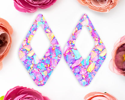 Pastel Confetti Stones Diamond Teardrop Earrings Blanks