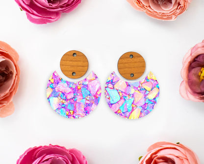 Pastel Confetti Stones Circle Drop Earrings Blanks