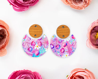 Cherries Circle Drop Earrings Blanks