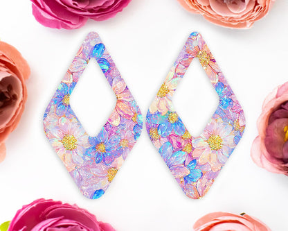 Pastel Flowers Teardrop Earrings Blanks