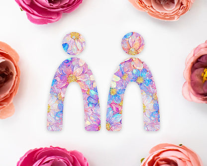 Pastel Flowers Arch Earrings Blanks