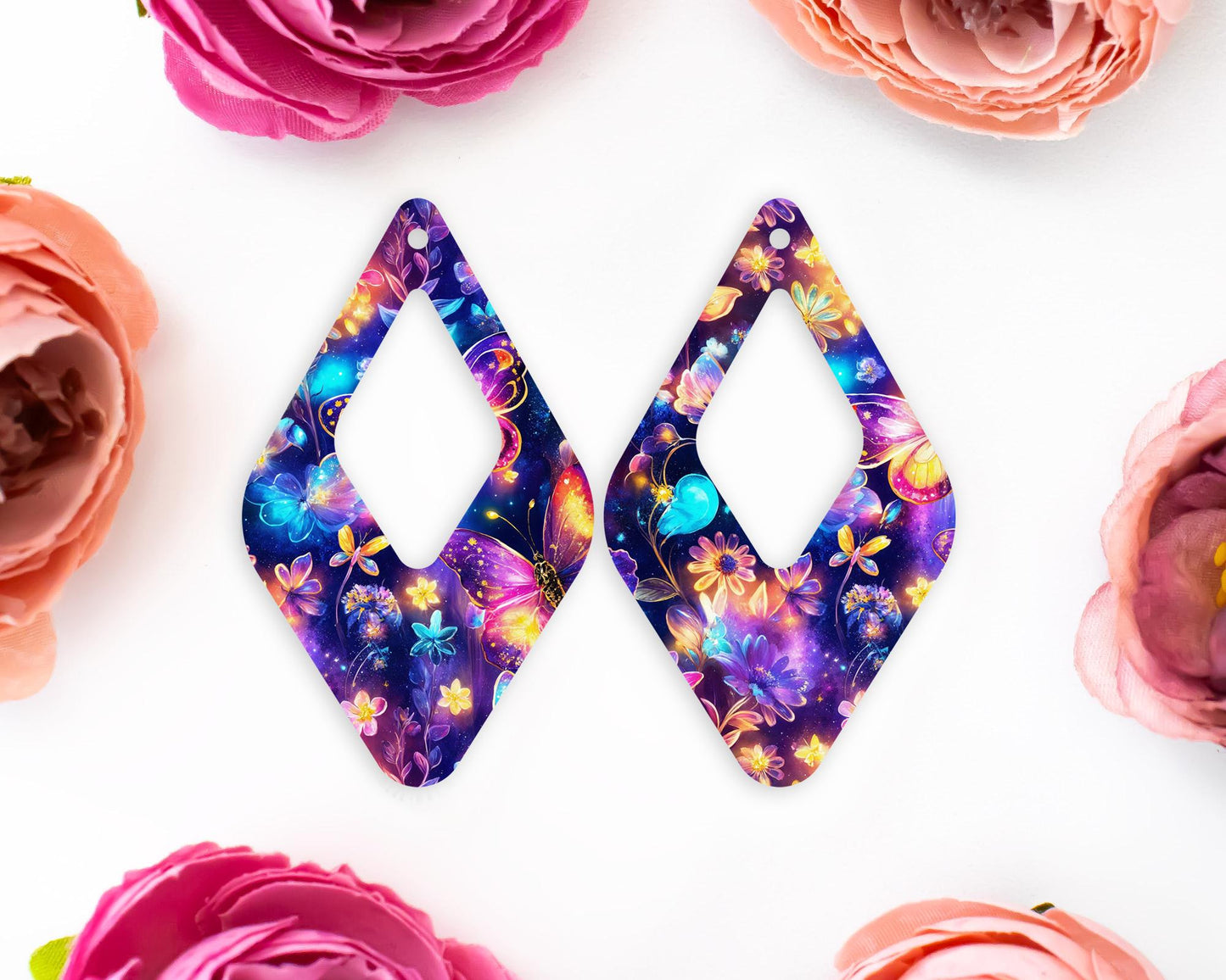 Whimsical Butterfly Diamond Teardrop Earrings Blanks