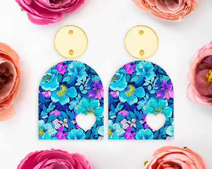 Blue Flowers Arch Earrings Blanks