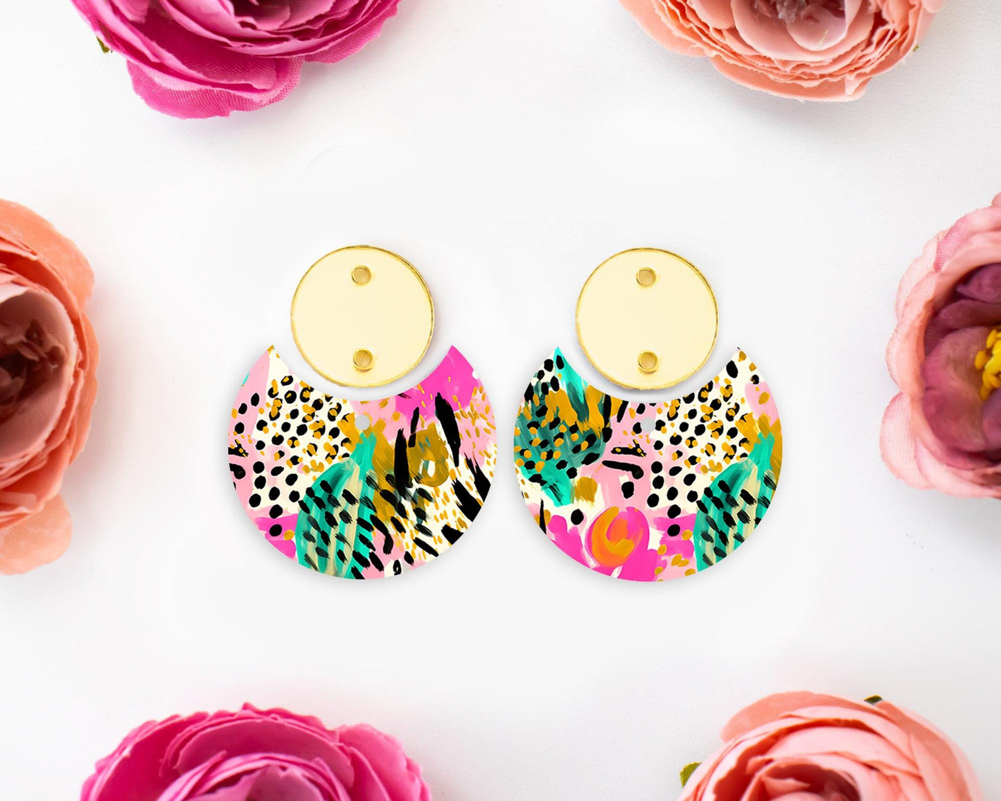 Tropical Animal Print Circle Drop Earrings Blanks