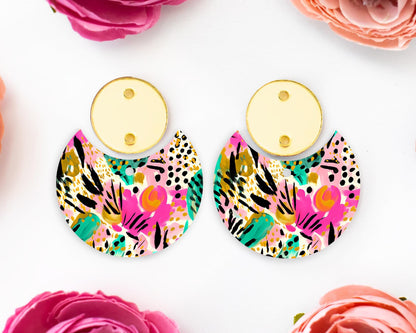 Tropical Animal Print Circle Drop Earrings Blanks
