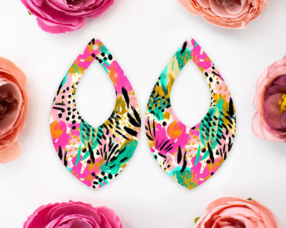 Tropical Animal Print Teardrop Earrings Blanks