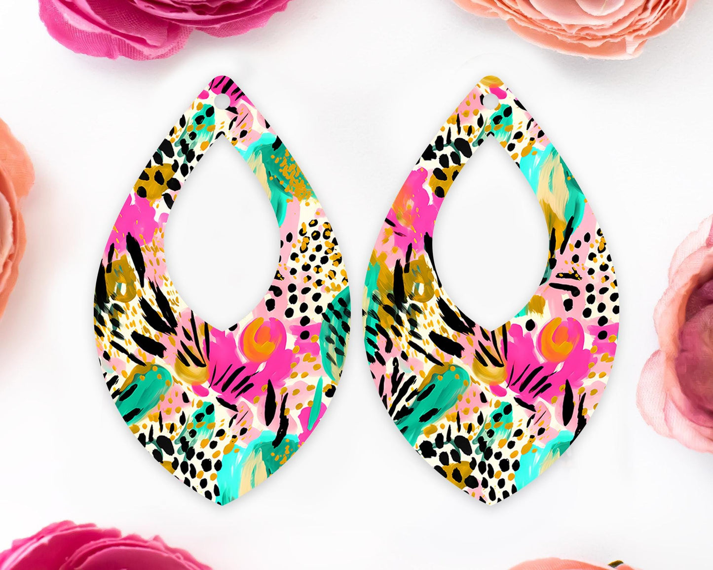 Tropical Animal Print Teardrop Earrings Blanks