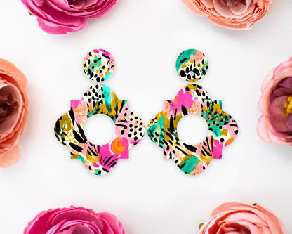 Tropical Animal Print Geometric Earrings Blanks