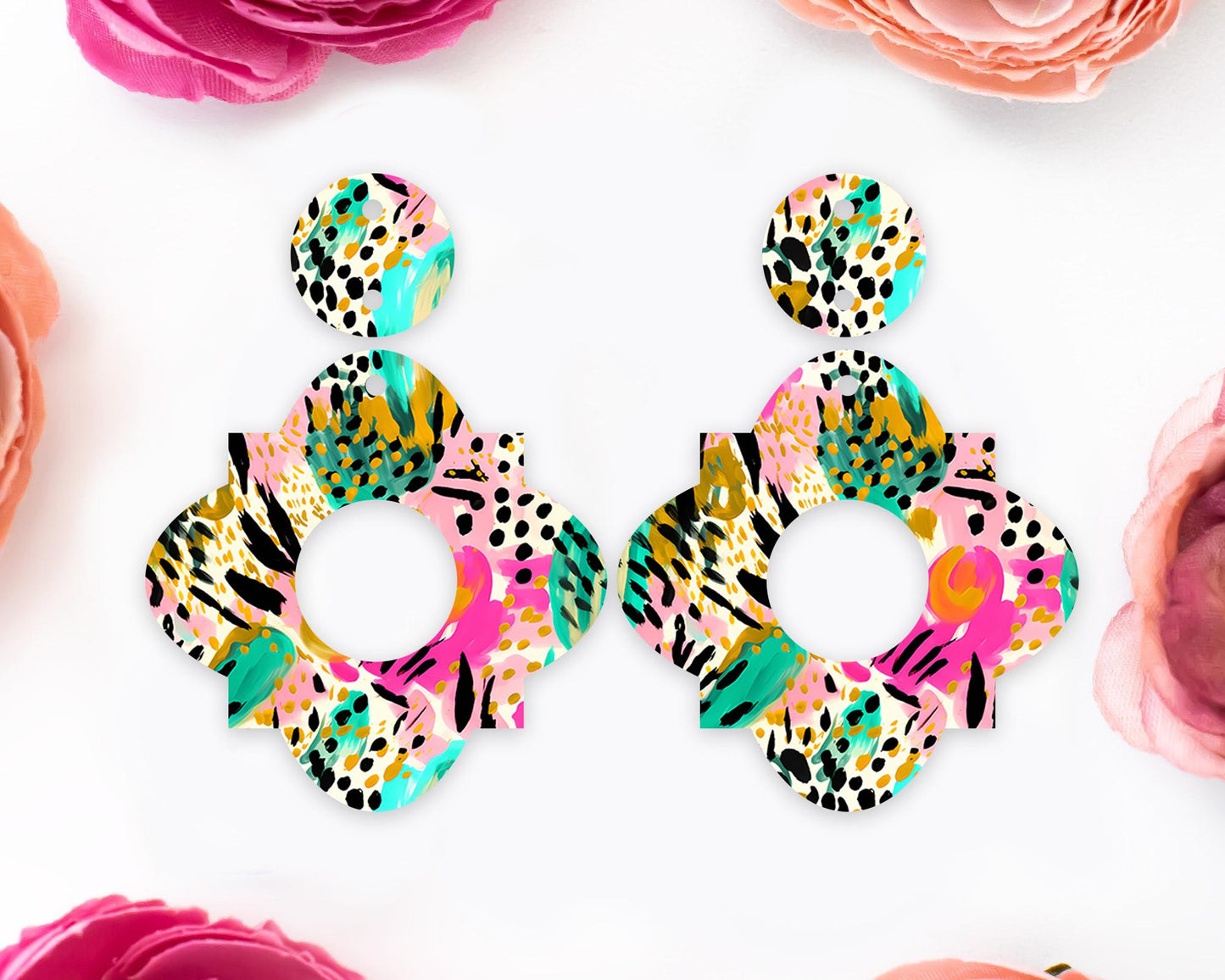 Tropical Animal Print Geometric Earrings Blanks